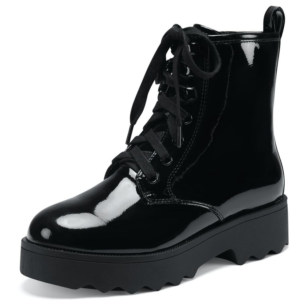 AEROSOLES GIRLS STEFFI BOOTIE, BLACK PATENT, 4M